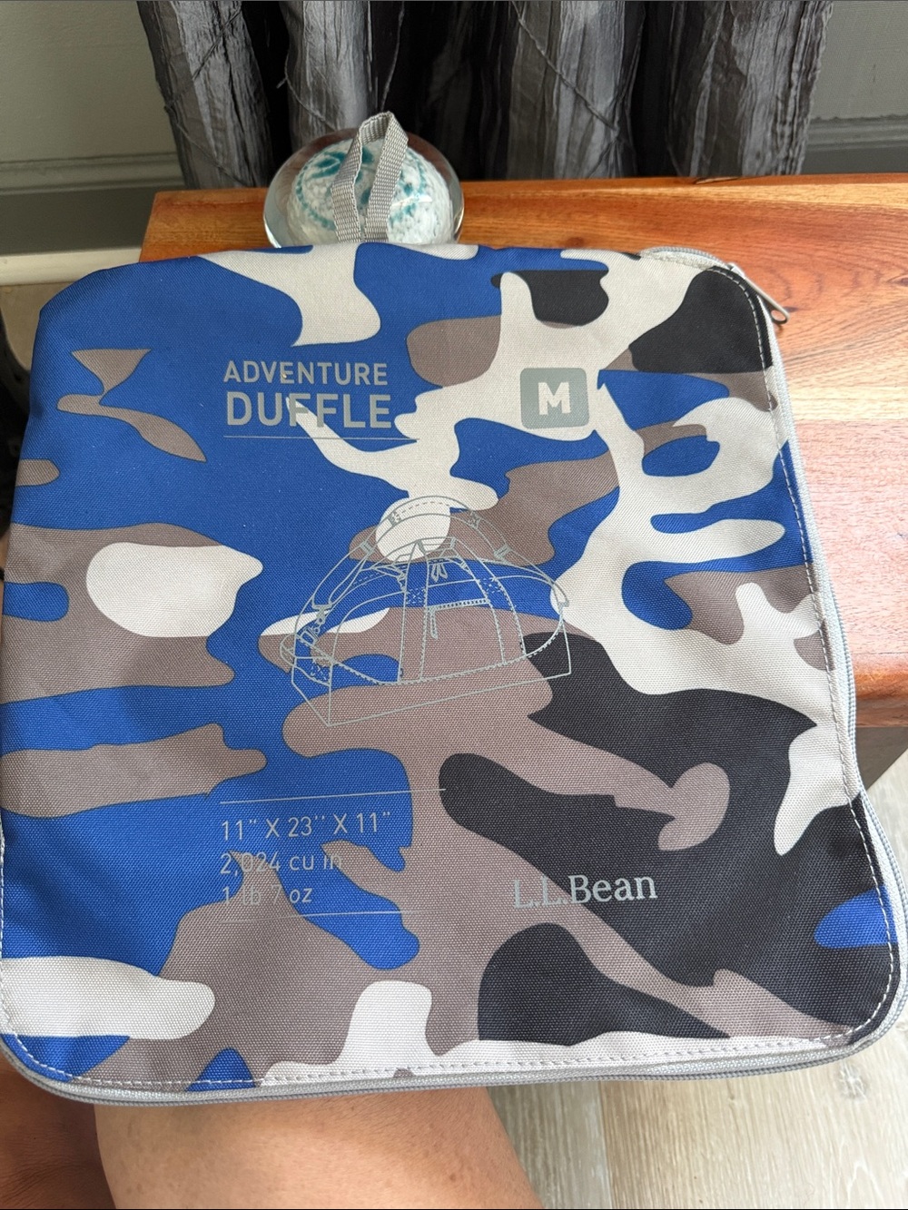 L.L. Bean Men's Adventure Duffle in Blue, Gray and Brown Camo